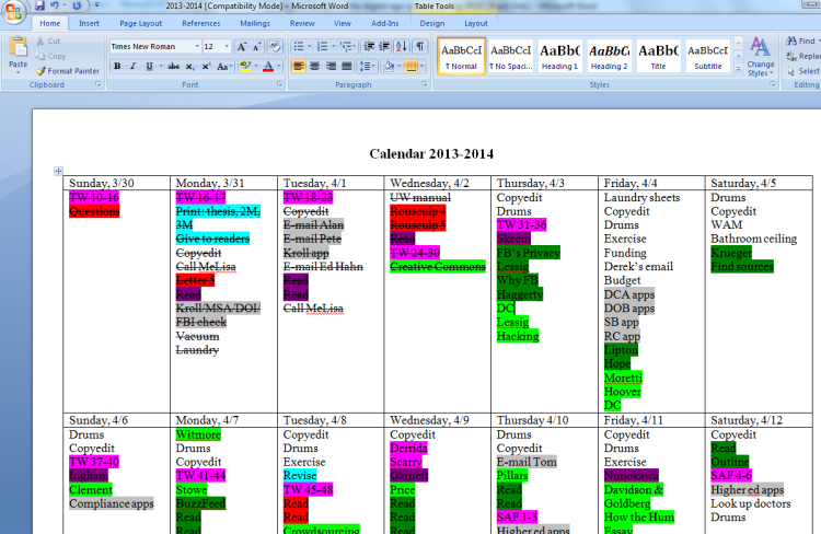 Yup, that's color coded by course.