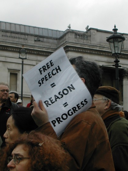 CC 2.0 Simon Gibbs, "Free speech = reason = progress"
